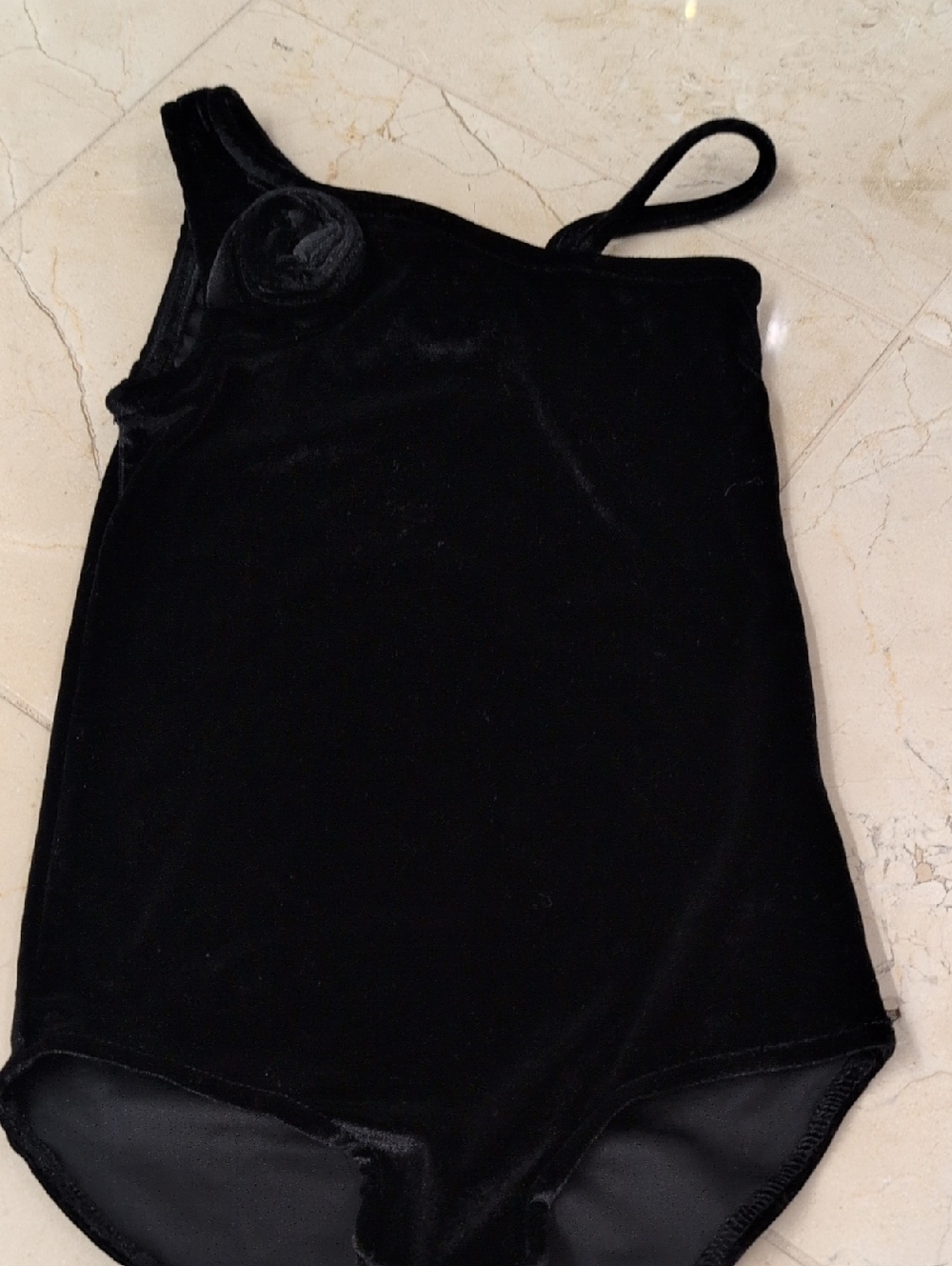 Kids Zara Black Velvet One-Shoulder Leotard Bodysuit Size 7